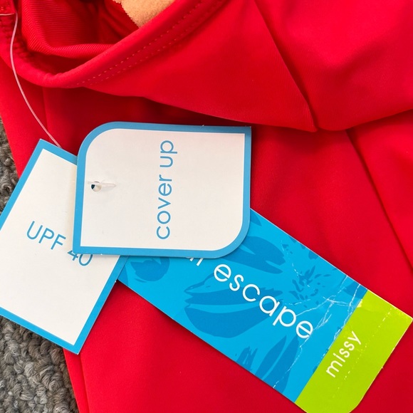 Tropical Escape Swim Dress Swimsuit Cover Up Red 10 New - Picture 6 of 7